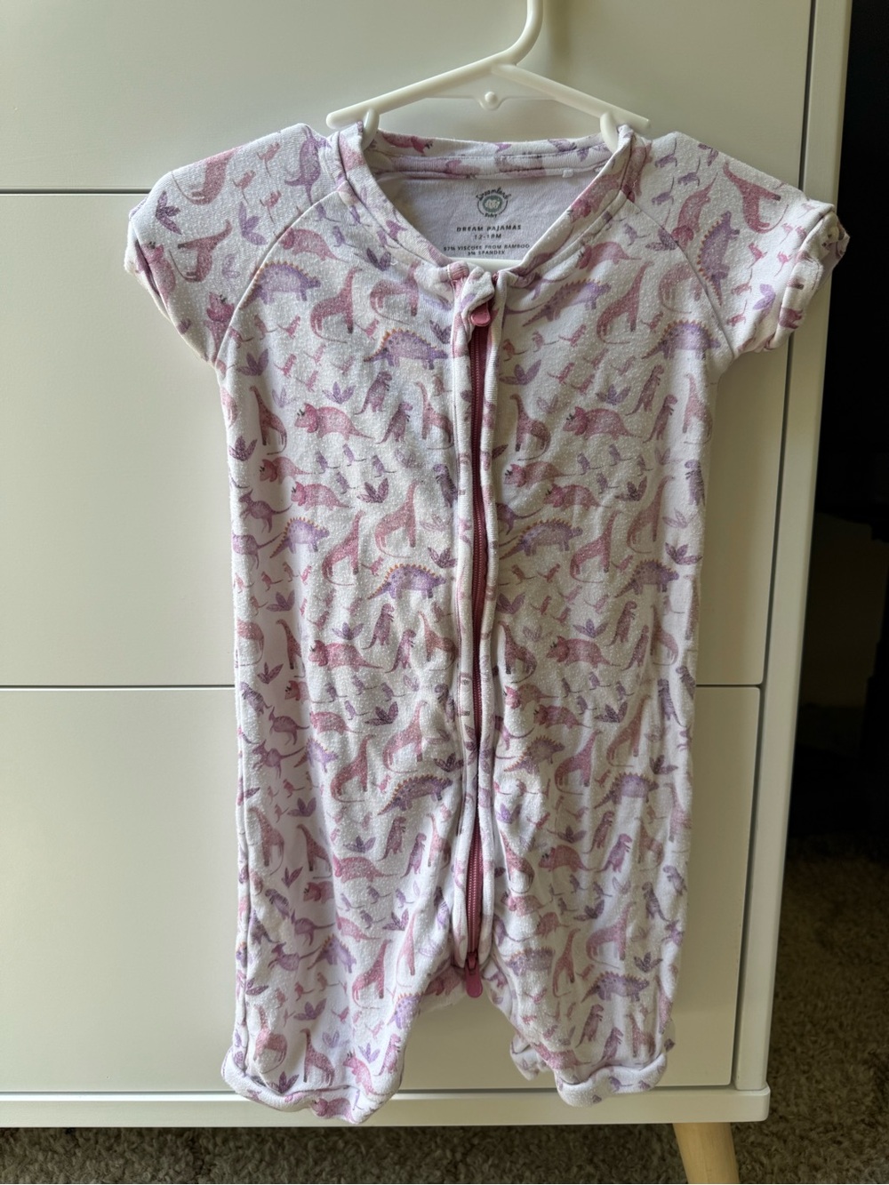 Dreamland Baby short sleeve dinosaur bamboo romper